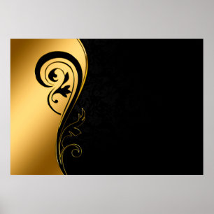 Background image gold frame floral poster