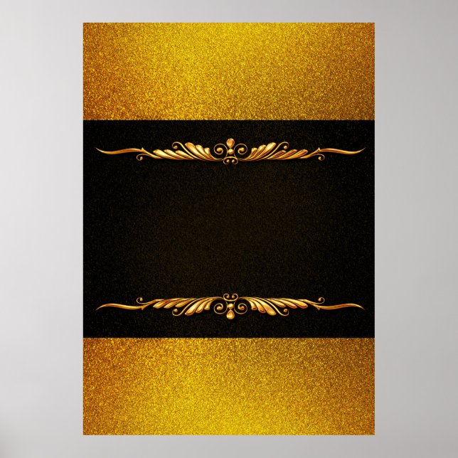 Background image gold frame floral poster (Front)
