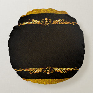 Background image gold frame floral round cushion