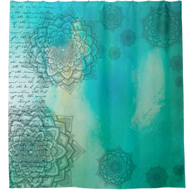 Background mandala grunge pattern shower curtain (Front)