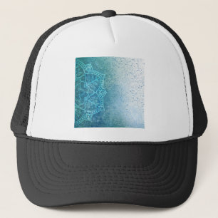 Background Mandala Grunge Pattern Text Green Trucker Hat