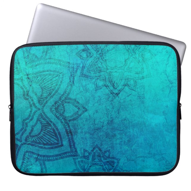 Background mandala grunge texture laptop sleeve (Front)