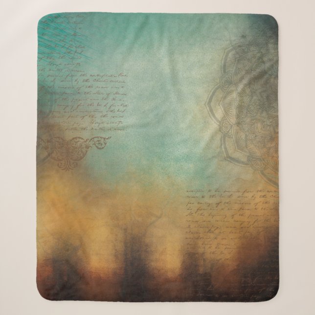 Background mandala text grunge sherpa blanket (Front)