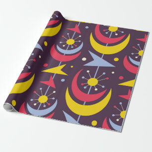 Background mid-century modern vintage art. Abstrac Wrapping Paper