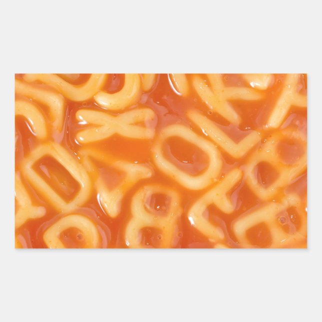 Background of alphabet shaped spaghetti rectangular sticker (Front)