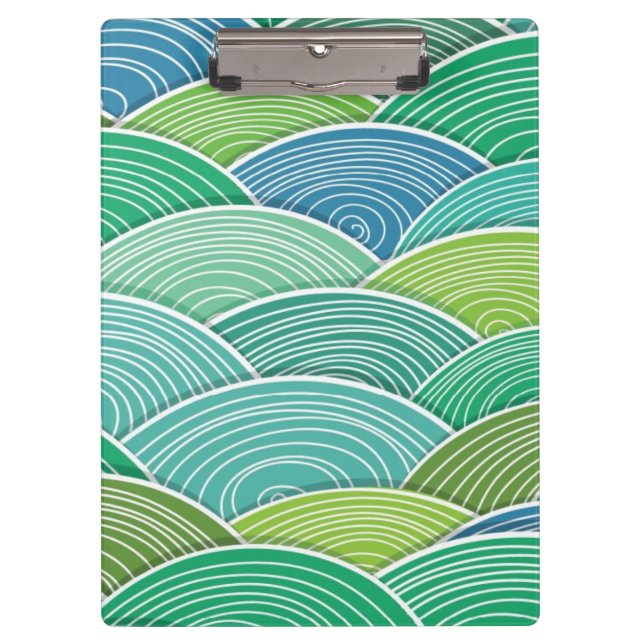 Background of curled abstract green waves clipboard (Front)
