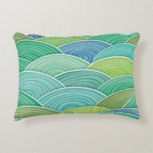 Background of curled abstract green waves decorative cushion