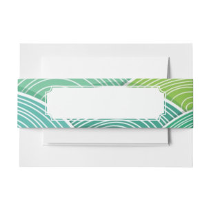 Background of curled abstract green waves invitation belly band