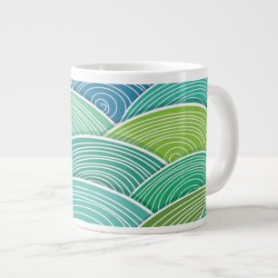 Background of curled abstract green waves large coffee mug