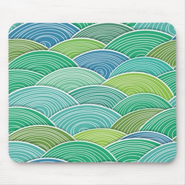Background of curled abstract green waves mouse pad (Front)
