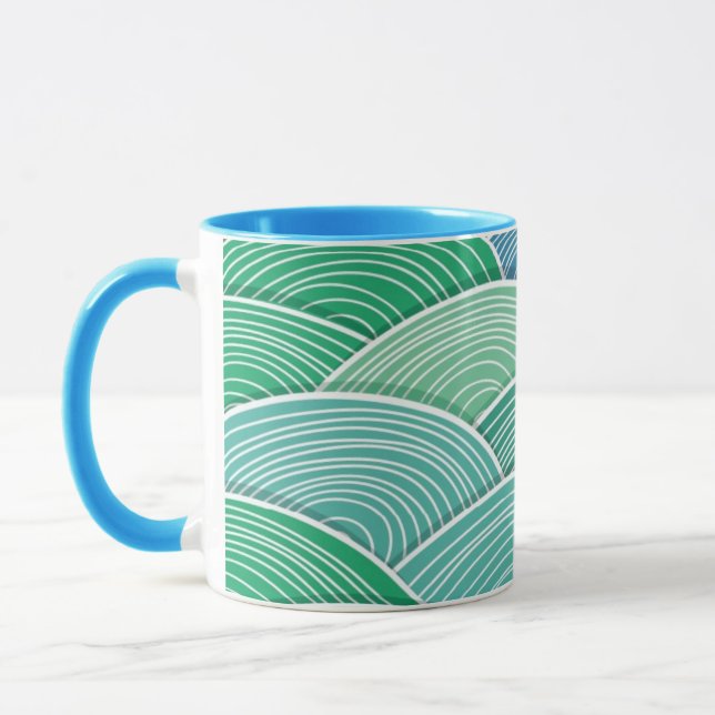 Background of curled abstract green waves mug (Left)