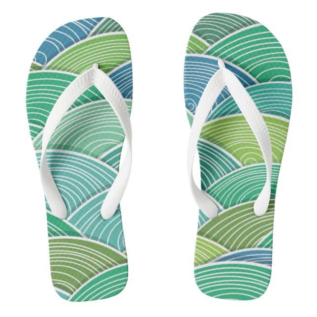 Background of curled abstract green waves thongs (Footbed)