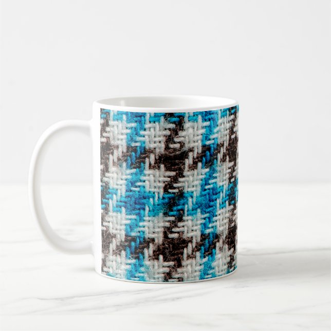 Background of flannel fabric texture. coffee mug (Left)