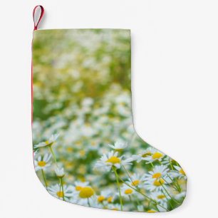 Background of flowers field of daisies. alternativ small christmas stocking