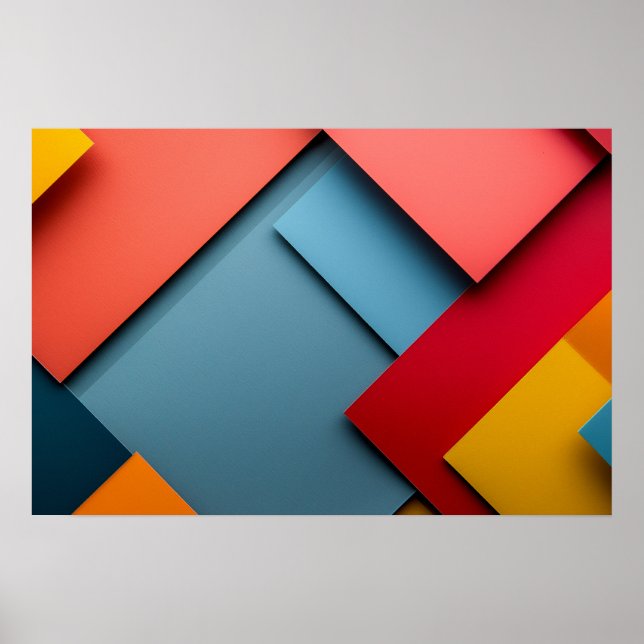 Background of geometric shapes in bright colours poster (Front)