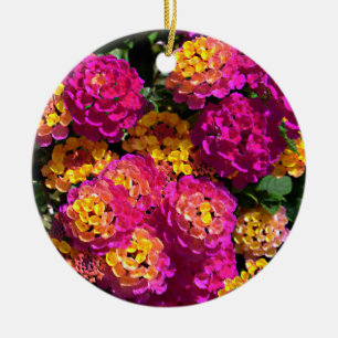Background of lantana flowers ceramic ornament