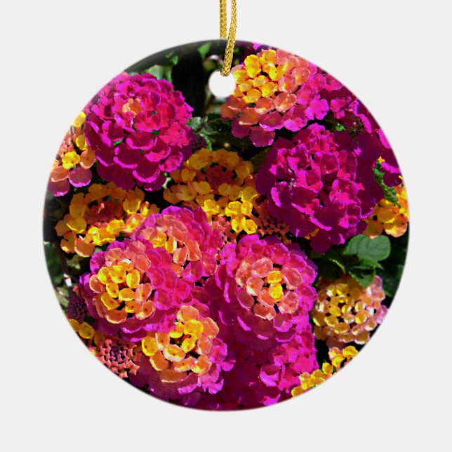 Background of lantana flowers ceramic ornament (Front)