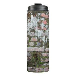 Background of old orange and grey bricks, part of thermal tumbler