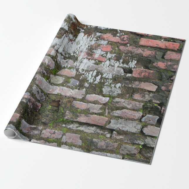 Background of old orange and grey bricks, part of  wrapping paper (Unrolled)