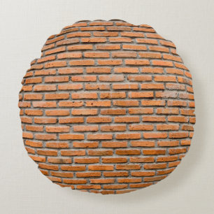 Background of old vintage brick wallaging, antique round cushion