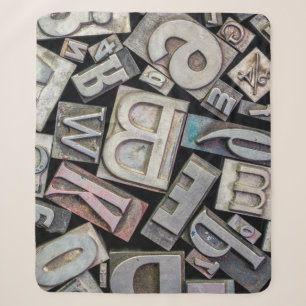 background of random vintage grunge letterpress me sherpa blanket