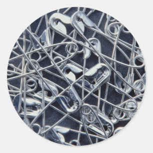 Background of safety pins classic round sticker