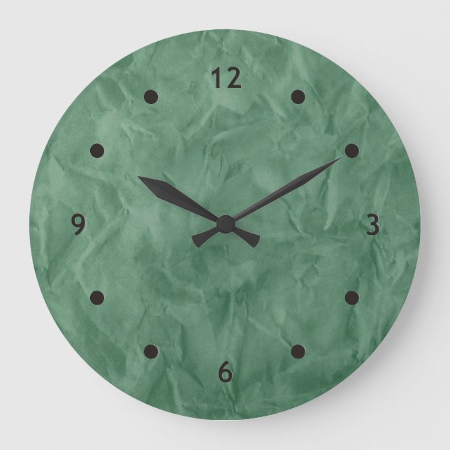 Background PAPER TEXTURE - dirty green Large Clock (Front)