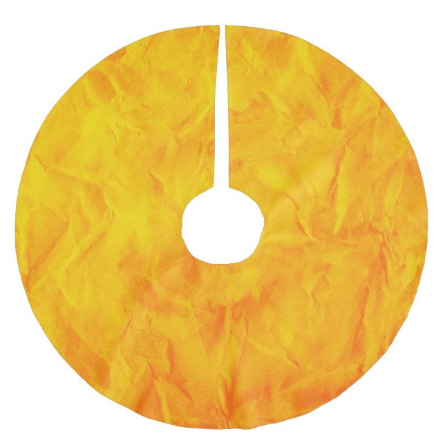 Background PAPER TEXTURE - orange yellow Brushed Polyester Tree Skirt (Front)
