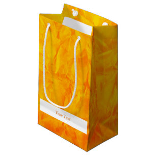 Background PAPER TEXTURE - orange yellow + text Small Gift Bag