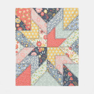 Background pattern in vintage style. Patchwork dec Fleece Blanket