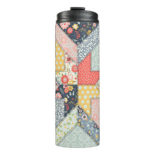 Background pattern in vintage style. Patchwork dec Thermal Tumbler