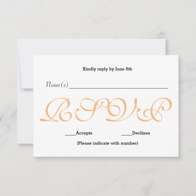 Background Peach - RSVP Reception Response Card (Front)