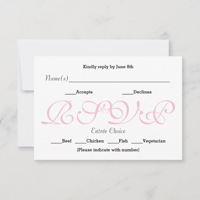 Background Pink - RSVP Reception Response Card (Front)