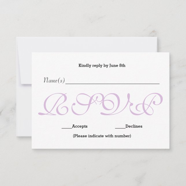 Background Purple - RSVP Reception Response Card (Front)