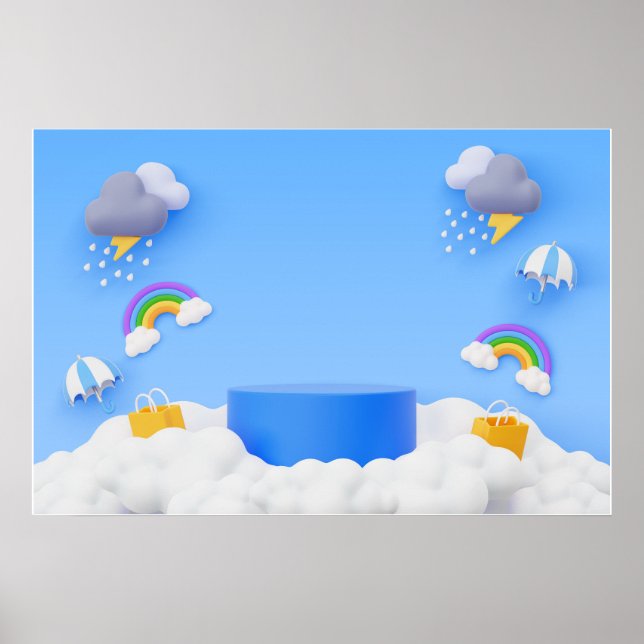 Background Rainbow Happy Birthday Poster (Front)