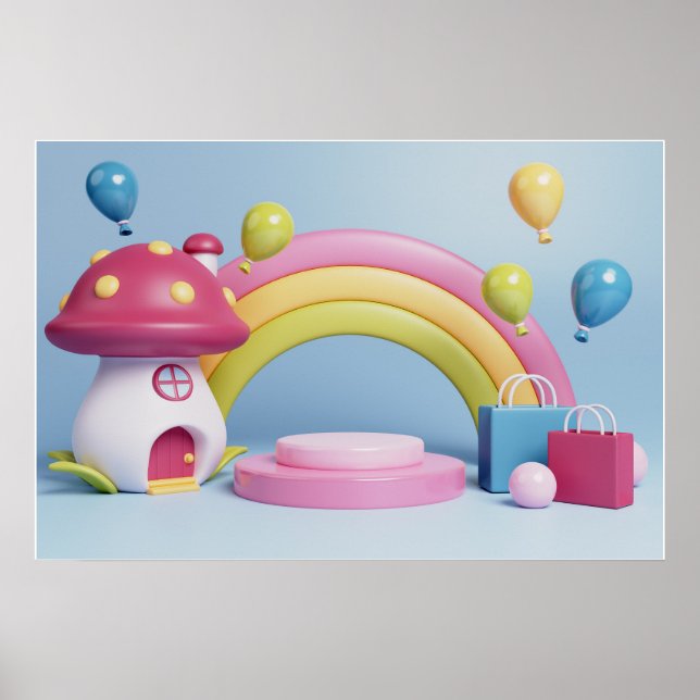 Background Rainbow Happy Birthday Poster (Front)