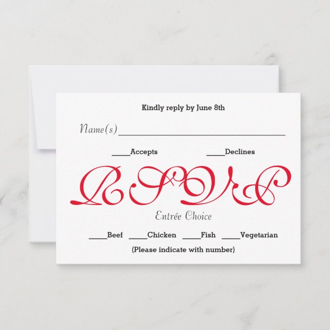 Background Red - RSVP Reception Response Card (Front)