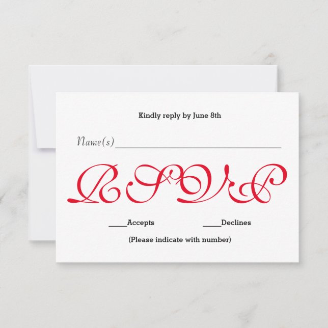 Background Red - RSVP Reception Response Card (Front)