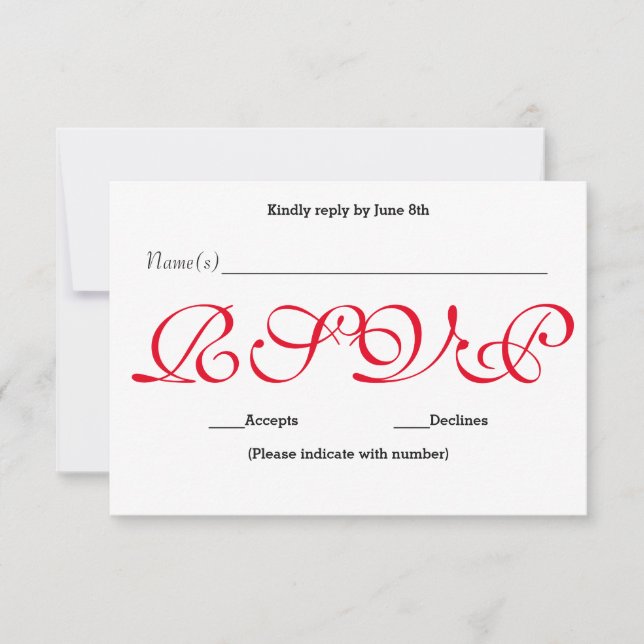 Background Red - RSVP Reception Response Card (Front)