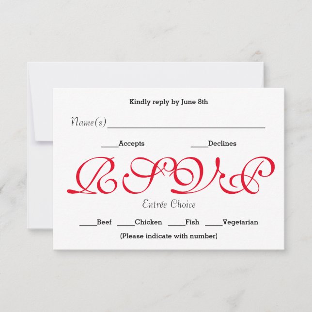 Background Red - RSVP Reception Response Card (Front)