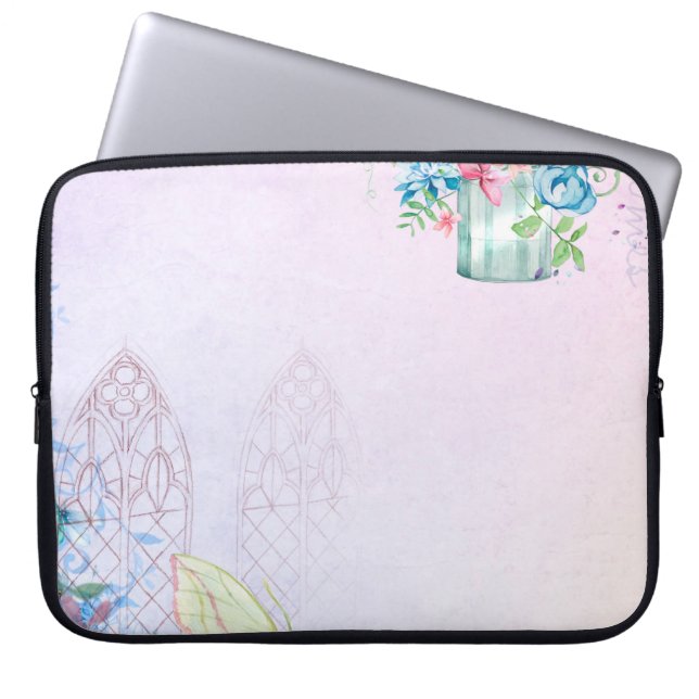 Background romantic butterfly laptop sleeve (Front)
