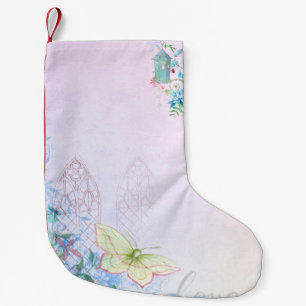Background romantic butterfly small christmas stocking