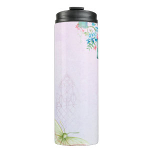 Background romantic butterfly thermal tumbler