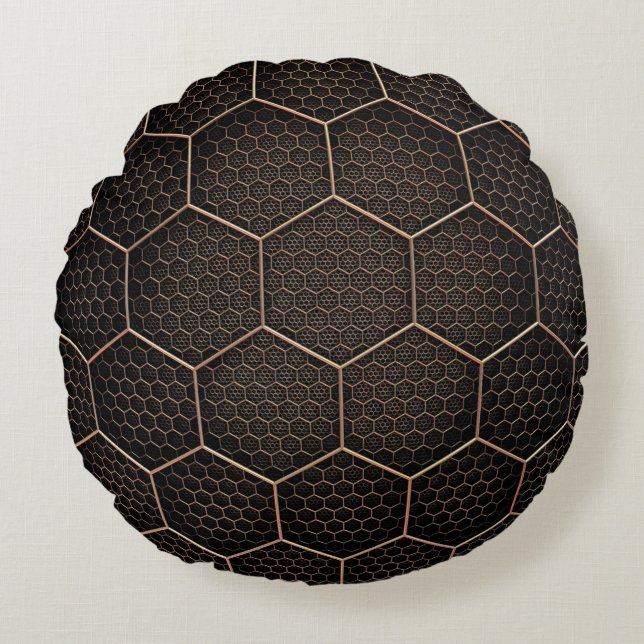 Background texture hexagon grid d round cushion (Front)