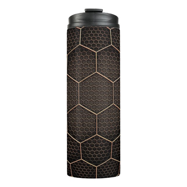 Background texture hexagon grid d thermal tumbler (Front)