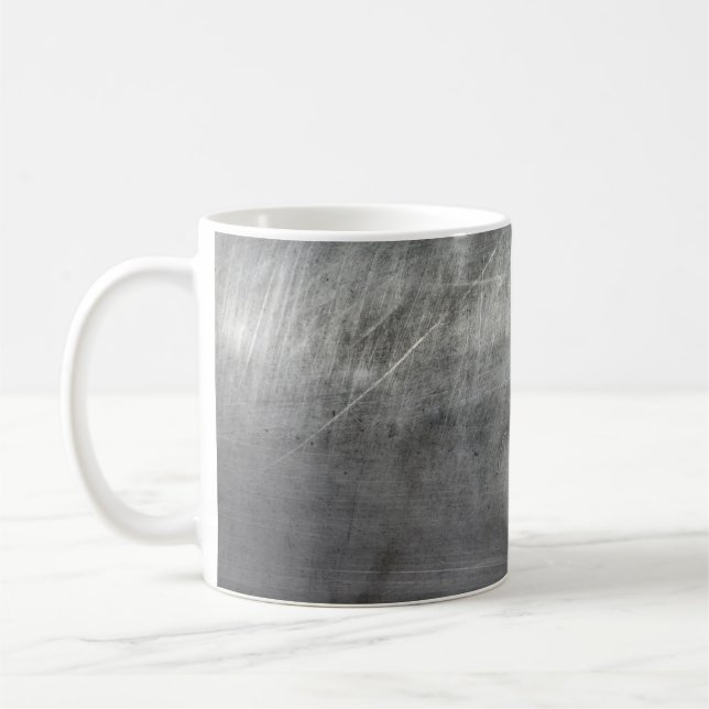 Background texture metal scratches coffee mug (Left)