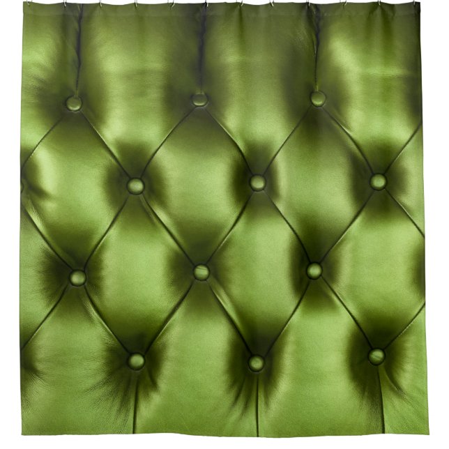 Background texture of dark green capitone genuine  shower curtain (Front)