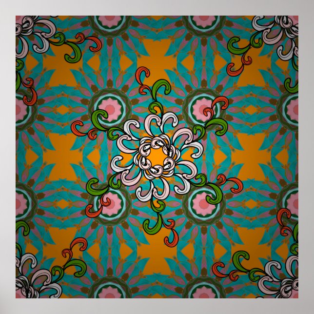 Background texture, wallpaper, floral theme in col poster (Front)