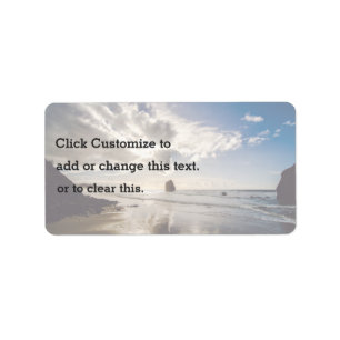 Background Themed, Ocean Recedes Leaving Shiny Wet Label