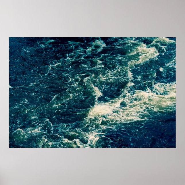 Background, top view, rapid flow of the river with poster (Front)